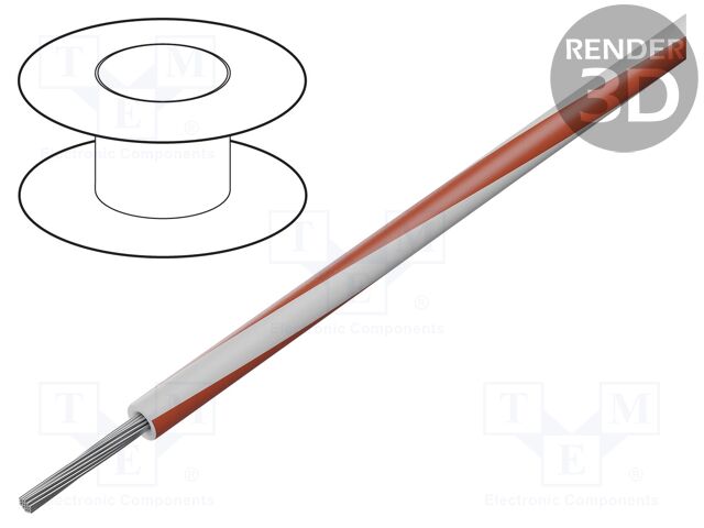 Wire; stranded; Cu; 16AWG; PVC; white-red; 1kV; 305m; 1000ft