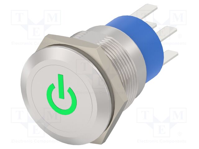 Switch: vandal resistant; Pos: 2; DPST; 3A/250VAC; OFF-ON; green