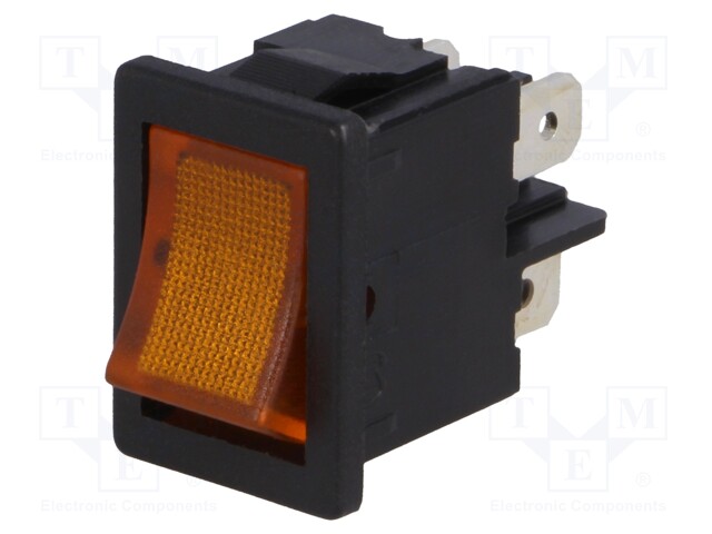 ROCKER; DPST; Pos: 2; OFF-ON; 4A/250VAC; orange; IP40; 100mΩ