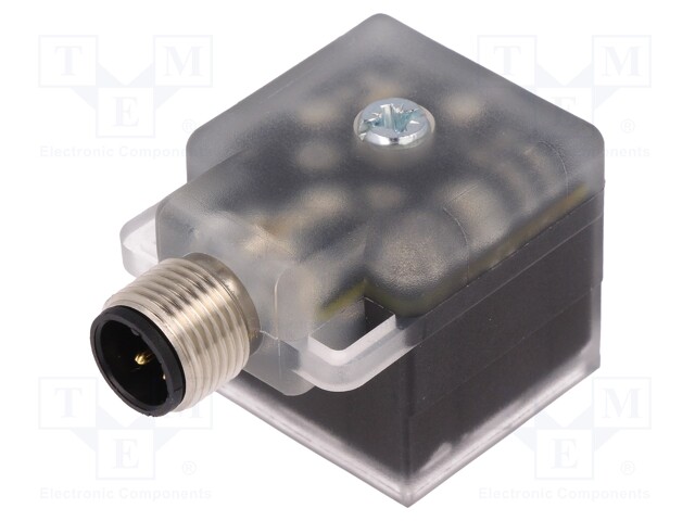 Adapter; DIN 43650 plug,M12 male; PIN: 3; angled 90°; form A