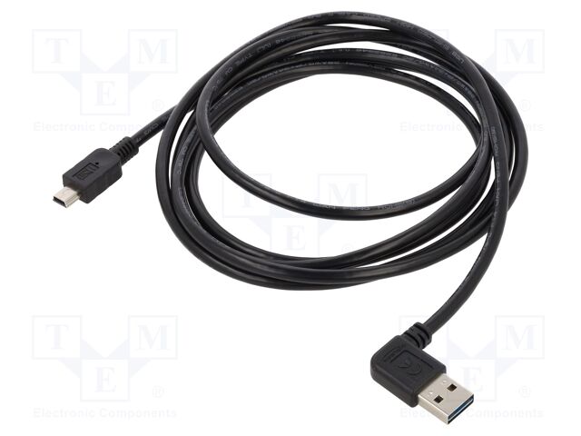 Cable; USB 2.0; gold-plated; 2m; black; 24AWG,28AWG; 480Mbps