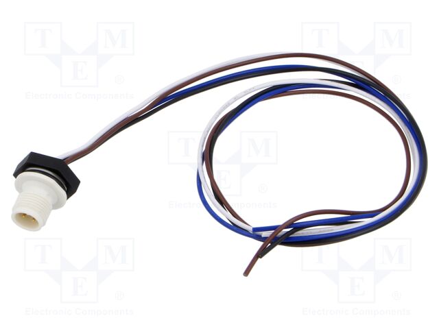 Connector: M12; socket; male; straight; with lead; PIN: 4; 0.34mm2