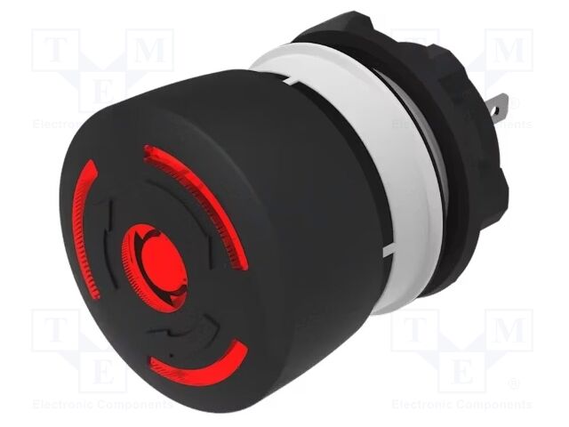 Switch: emergency stop; 22mm; Stabl.pos: 2; NC + NO; black; LED