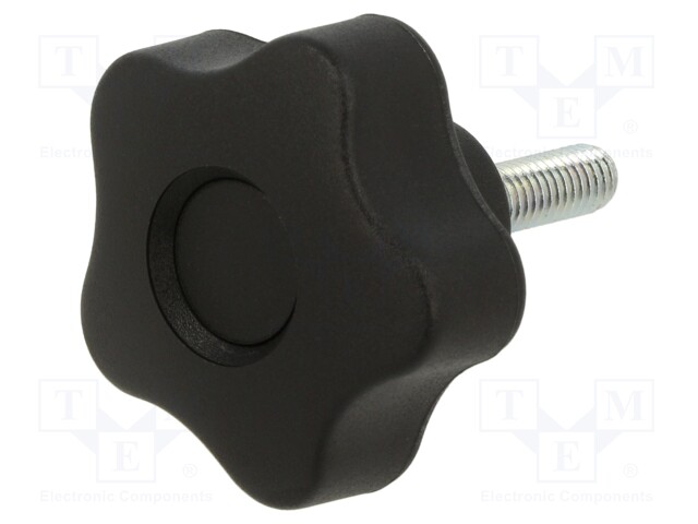 Knob; Dia: 40mm; M6; 20mm; H: 27mm; technopolymer (PP); black