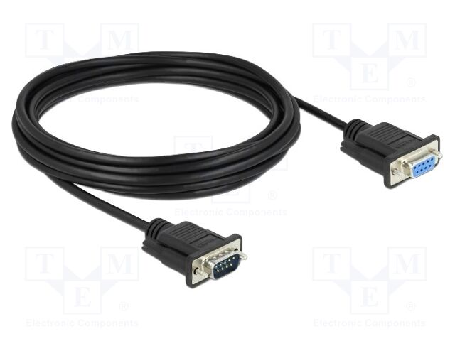 Cable; D-Sub 9pin socket,D-Sub 9pin plug; PVC; Len: 5m; black