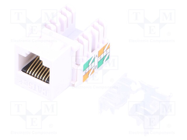 Socket; RJ45; PIN: 8; Cat: 5e; Keystone; gold-plated; Layout: 8p8c