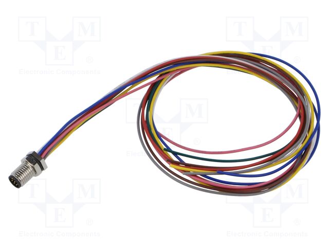 Connector: M8; socket; male; PIN: 8; 0.25mm2; 32V; 1.5A; IP67; 500mm
