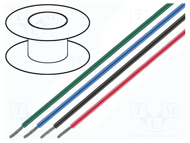 Wire; UL1015; stranded; Cu; 0.81mm2; 18AWG; brown; PVC; 600V; 30m
