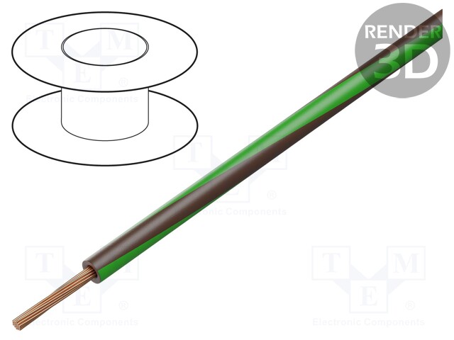 Wire; LgY; stranded; Cu; 1.5mm2; brown-green; PVC; 300/500V; 100m
