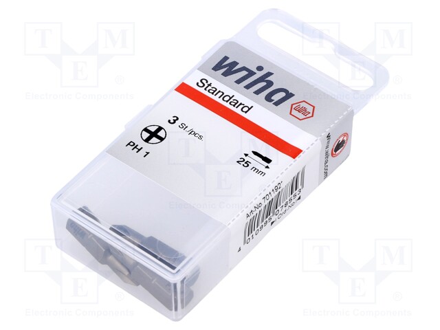 Screwdriver bit; Phillips; PH1; Overall len: 25mm; 3pcs.