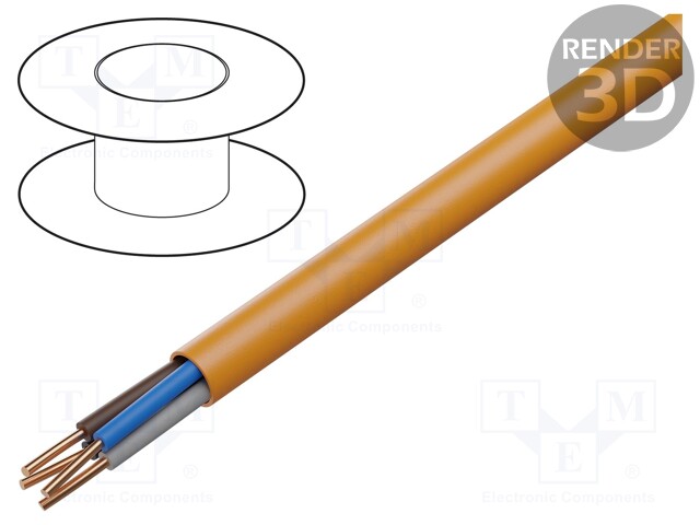 Wire; BiTflame 1000; solid; Cu; 2x2,5mm2; LSZH; orange; 600V,1kV