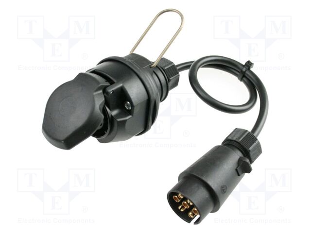 Extender; 7x1mm2; 13pin socket,7pin plug; PVC; black; 0.6m
