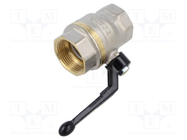Ball valve; max.25bar; nickel plated brass; 32mm; -15÷90°C