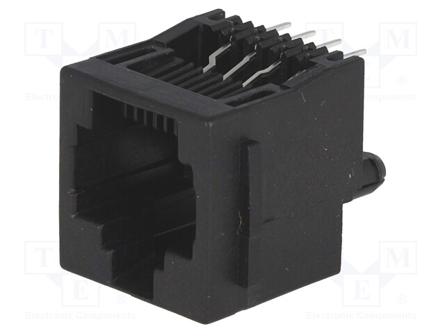 Socket; RJ45; PIN: 8; with panel stop blockade; Layout: 8p8c; THT