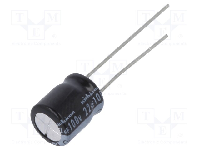 Capacitor: electrolytic; THT; 22uF; 100VDC; Ø8x9mm; Pitch: 3.5mm