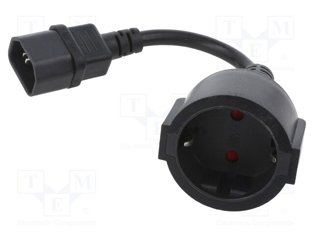 Mains; Sockets: 1; CEE 7/3 (F) socket,IEC C14 male; black; 0.15m
