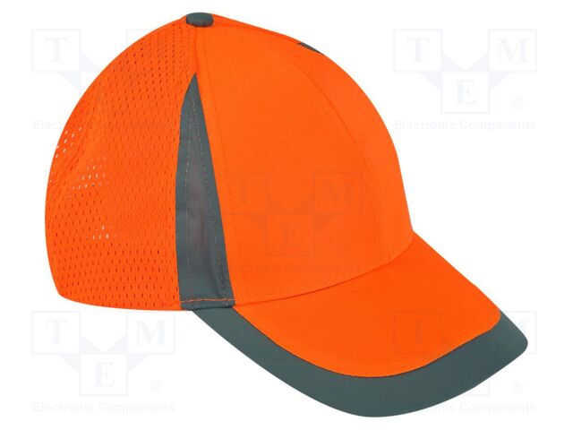 High-visibility cap; adjustable,with net; orange; polyester