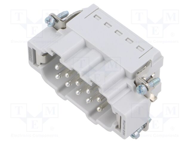 Heavy Duty Connector, HEAVYCON Series, Insert, 10+PE Contacts, B10, Plug, Push Lock Pin