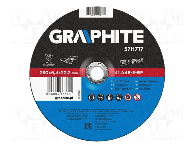 Grinding wheel; Ø: 230mm; Øhole: 22.2mm; Disc thick: 6.4mm; metal