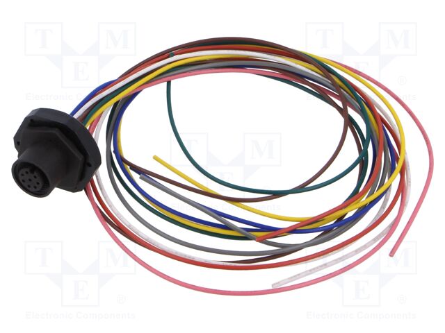 Connector: M12; socket; male; straight; with lead; PIN: 8; 0.34mm2
