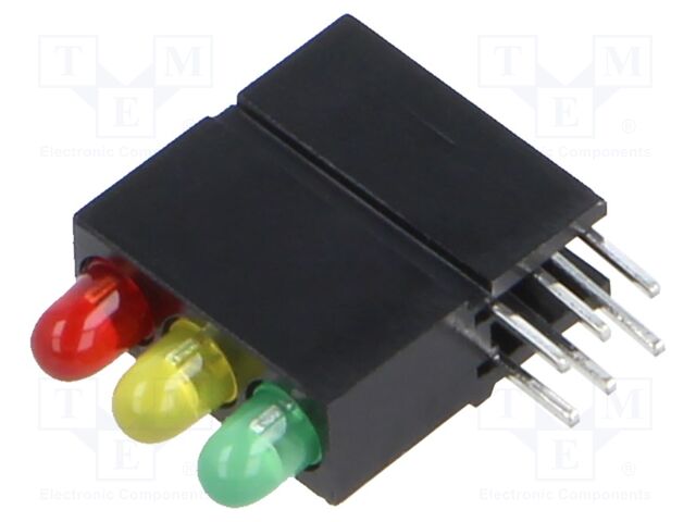 LED; in housing; 3mm; No.of diodes: 3; red/green/yellow; 20mA