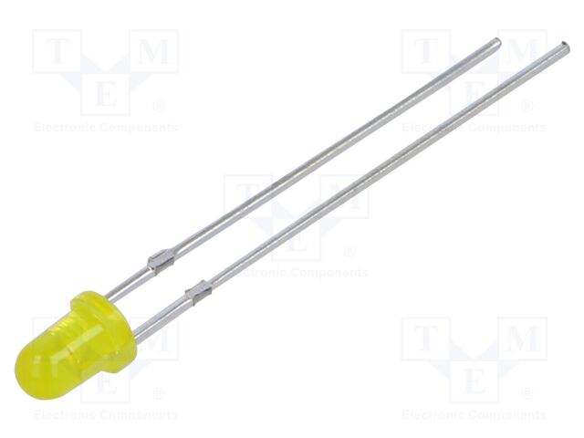 LED; yellow; 3mm; 20÷100mcd; 40°; Front: convex; 1.8÷2.4VDC