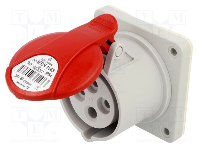 Connector: AC supply 3-phase; socket; female; 16A; 400VAC; IP54