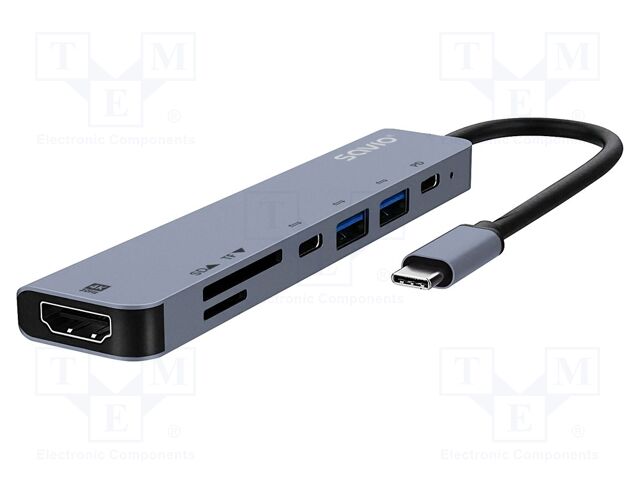 Hub USB; USB 2.0,USB 3.1 Gen 1; PnP; grey; Number of ports: 5