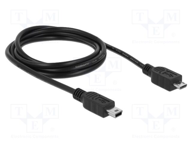 Cable; USB 2.0; USB B micro plug,USB B mini plug; 1m; black