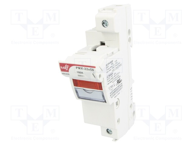 Fuse holder; cylindrical fuses; 22x58mm; Mounting: DIN; 100A; IP20