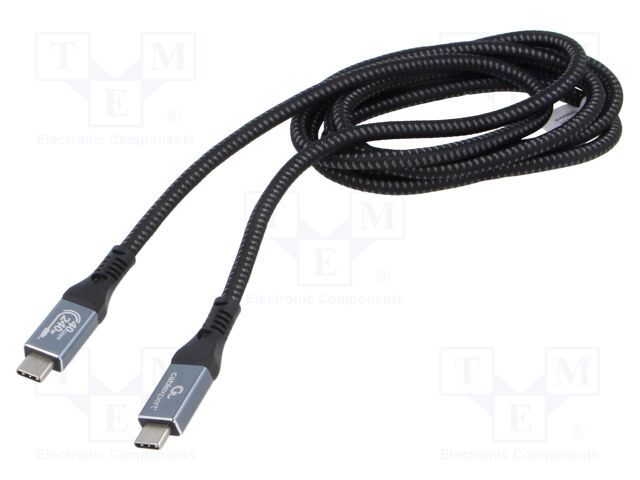Cable; USB 4.0; USB C plug,both sides; 1.5m; black; 40Gbps; 240W