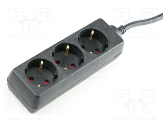 Extension lead; 3G1.5mm2; with protection; Sockets: 3; PVC; black