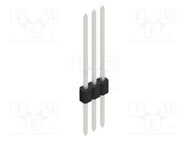 Connector: pin strips; pin header; male; PIN: 3; 1.27mm; THT; 1x3