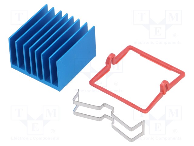 Heatsink: extruded; grilled; blue; L: 27mm; W: 27mm; H: 17.5mm