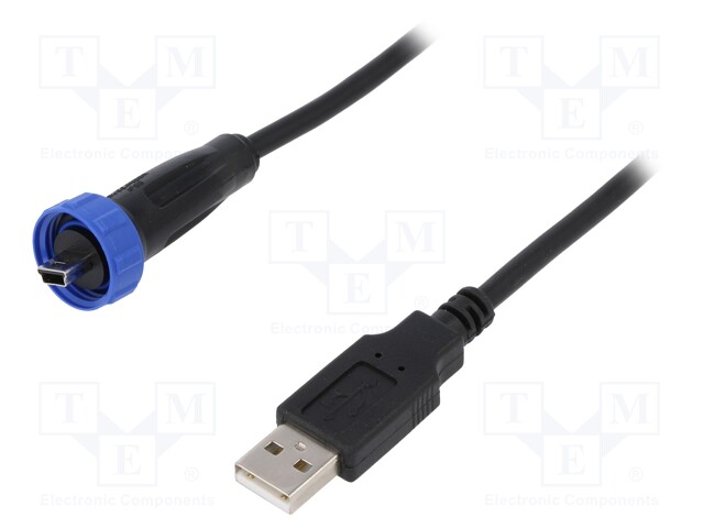 Adapter cable; USB A plug,USB B mini plug (sealed); IP68; 3m