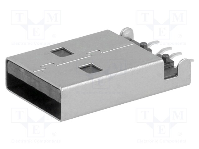 Plug; USB A; male; on PCBs; SMT; PIN: 4; horizontal; USB 2.0