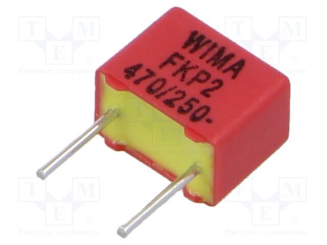 Capacitor: polypropylene; 470pF; 250VDC; 160VAC; 4.5x6x7.2mm; THT
