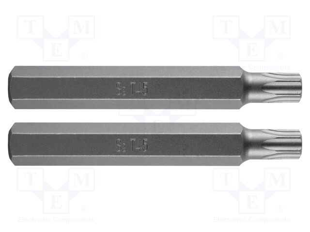 Screwdriver bit; Torx®; TX45; Overall len: 75mm; Mounting: 3/8"