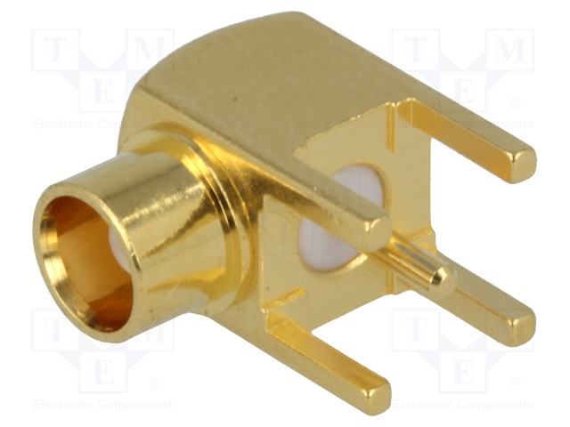 Socket; MCX; female; angled 90°; 50Ω; THT; teflon; gold-plated