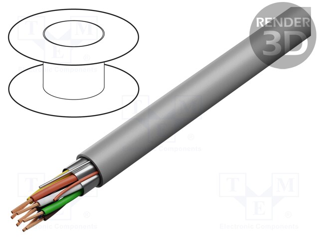 Wire; shielded,Al-PET foil; LSZH; grey; 300V; halogen free; 500m