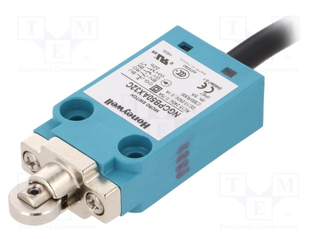 Limit switch; oblong plastic roller Ø12,7mm; NC x2 + NO x2; 5A