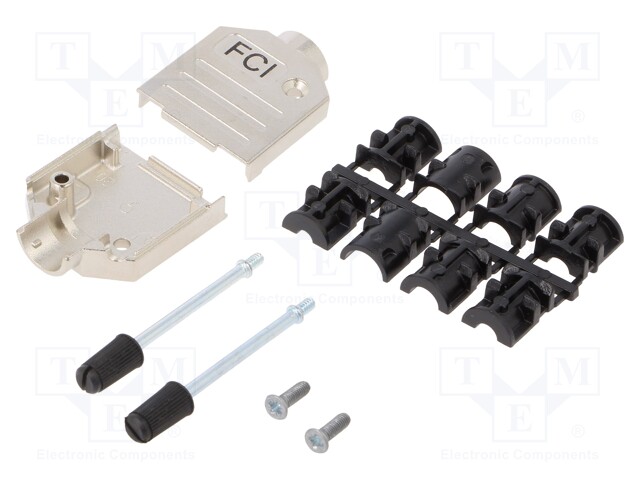 D Sub Backshell, DE, 180°, Zinc Body