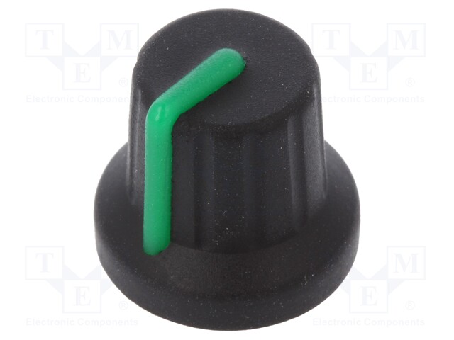 Knob; with pointer; rubber,plastic; Shaft d: 6mm; Ø16x15.1mm