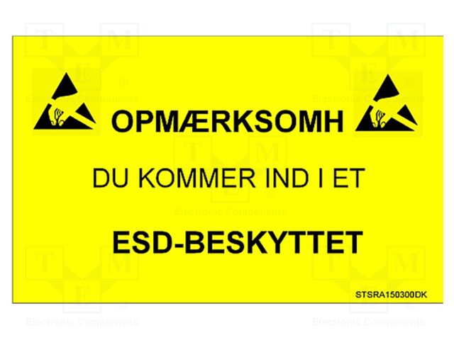 Information board; ESD,self-adhesive; 300x150mm; black,yellow