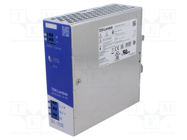 Power supply: switching; for DIN rail; 240W; 24VDC; 0÷10A; OUT: 1