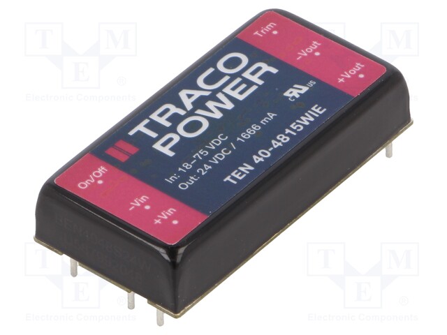 Converter: DC/DC; 40W; Uin: 18÷75V; 24VDC; Iout: 1666mA