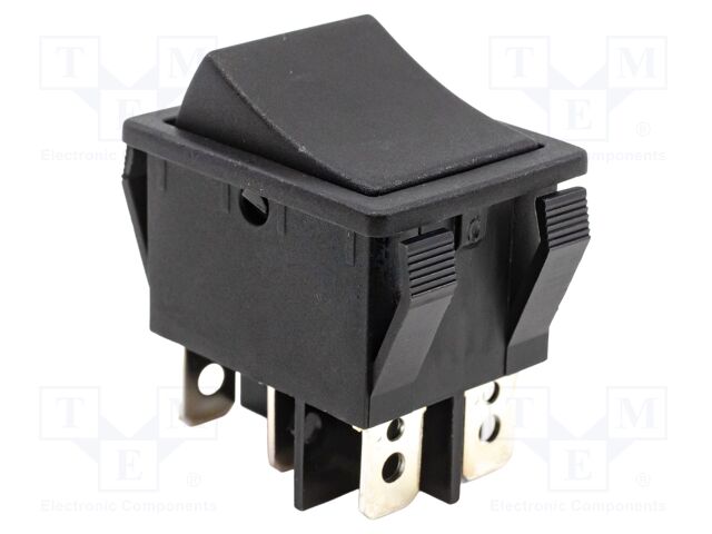 ROCKER; DPDT; ON-(ON); 20A/125VAC; black; none; R5; Body: black