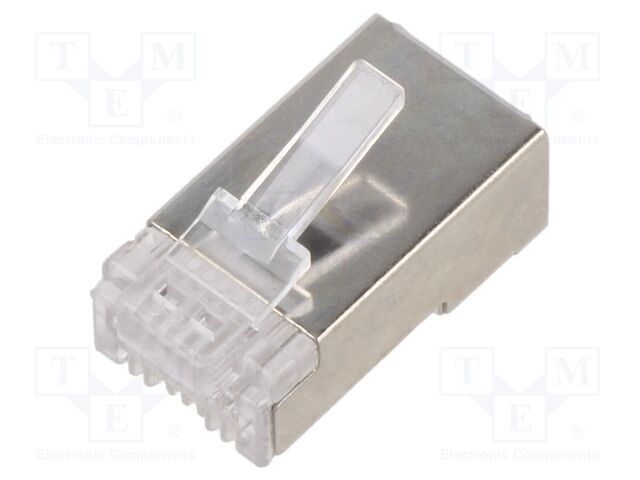 Plug; RJ45; PIN: 8; Cat: 5e; shielded,pass through; Layout: 8p8c