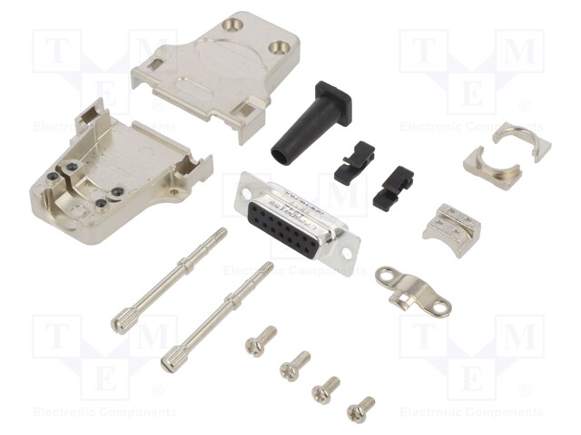 D-Sub; PIN: 15; female; shielded,with strain relief; straight