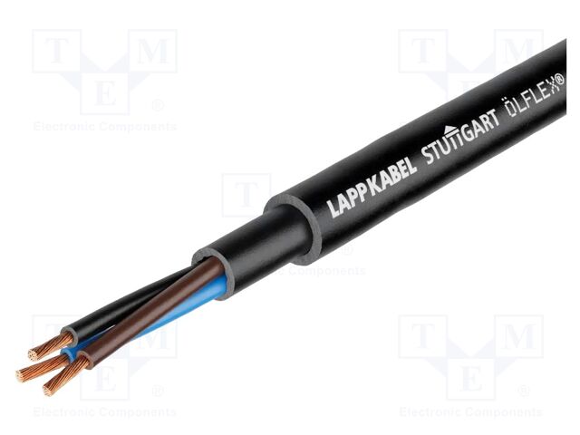 Wire; FLRYY11Y; 2x1.5mm2; stranded; Cu; PUR; black; 60V; 6.6mm